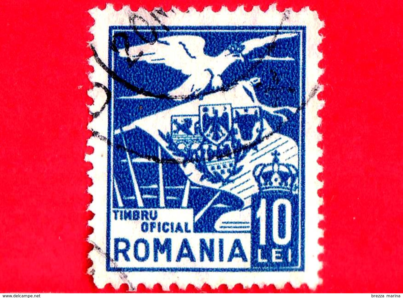 ROMANIA - Usato - 1929 - Servizio - Aquila - Stemma - Coats Of Arms - 10 - Service