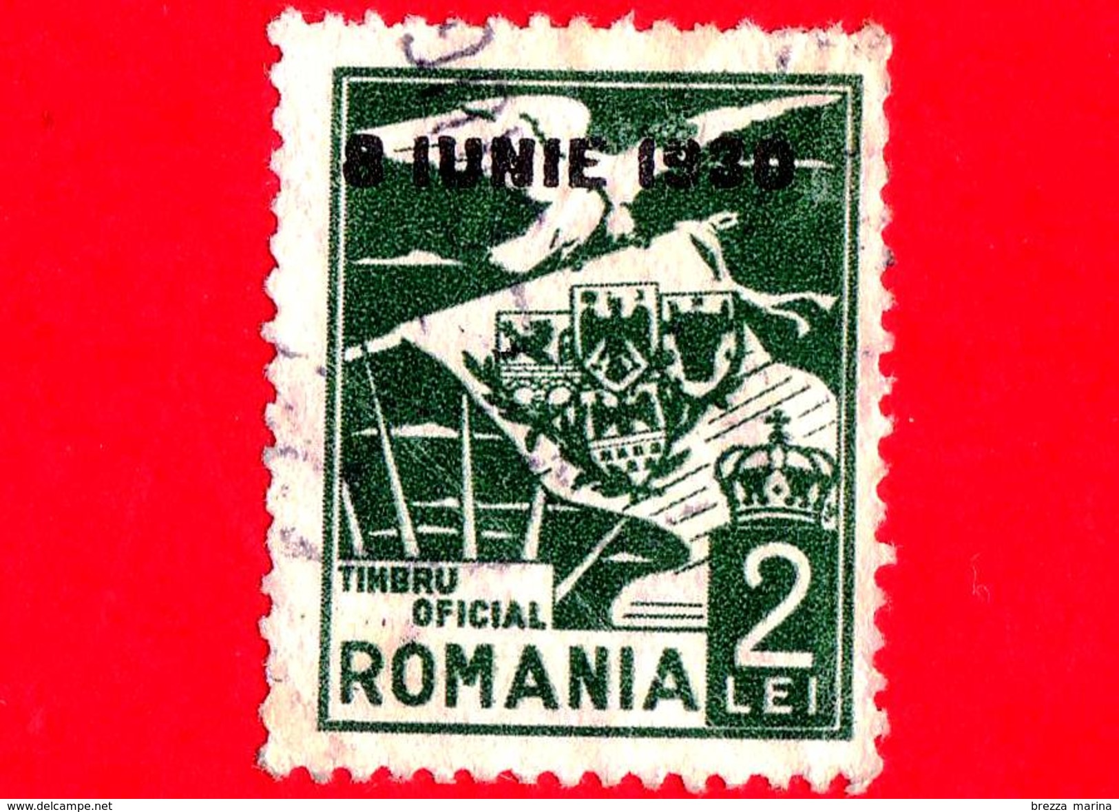 ROMANIA - Usato - 1930 - Servizio - Aquila - Stemma - Coats Of Arms - 2 - Officials