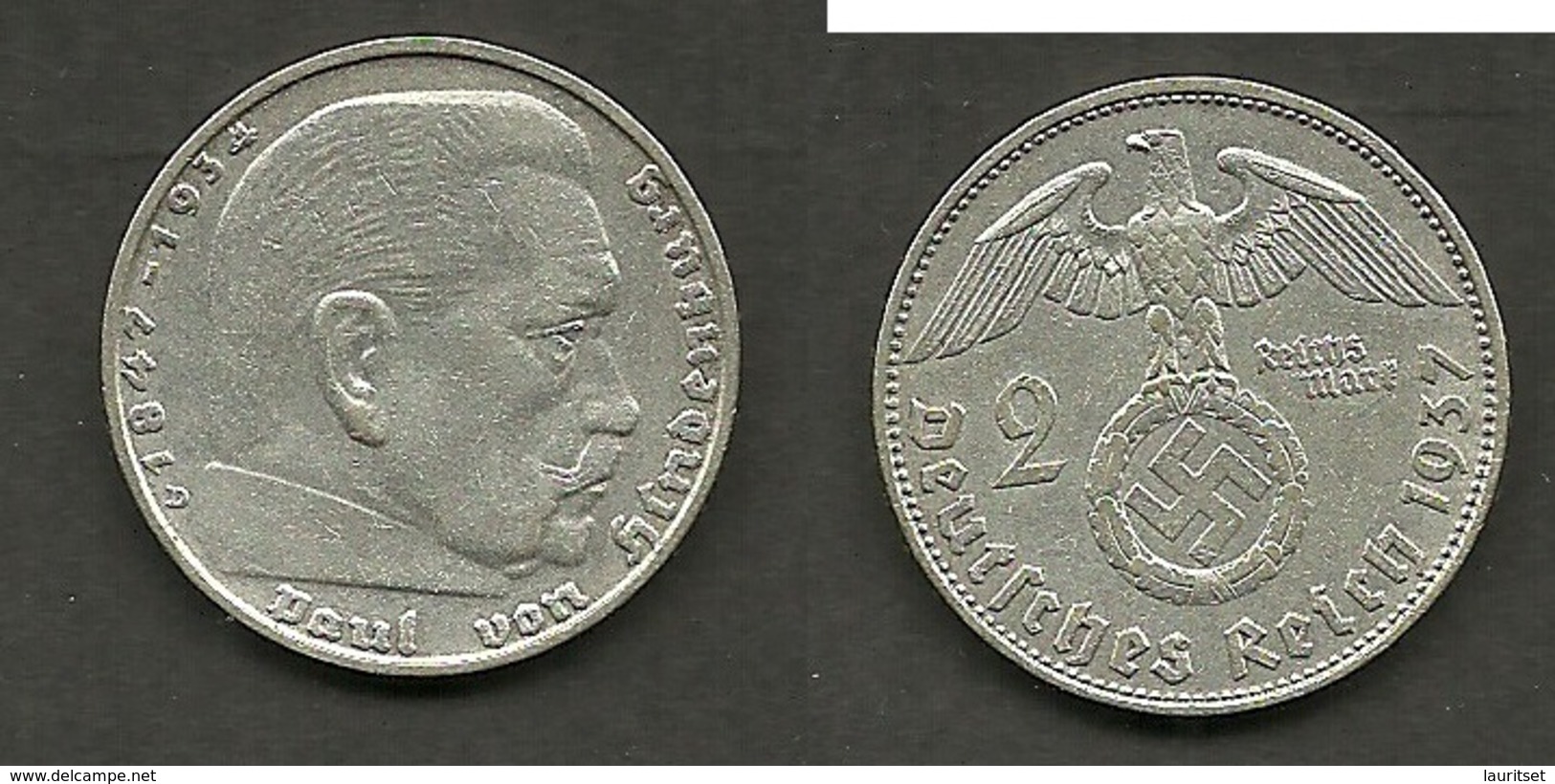 Germany 1937 Silver Coin 2 RM - 2 Reichsmark