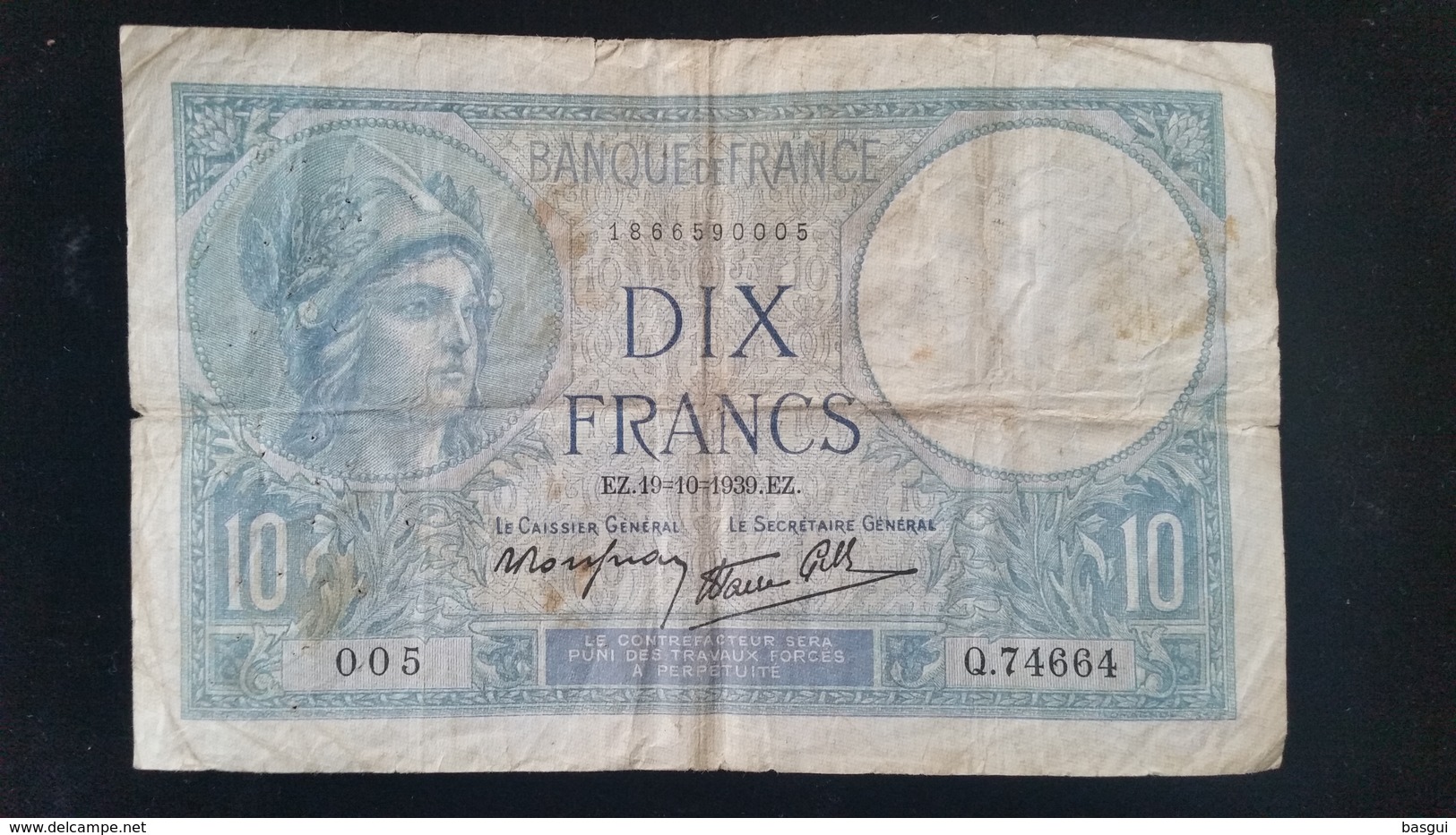 Billet 10 Francs "Minerve"  -1939 - 10 F 1916-1942 ''Minerve''