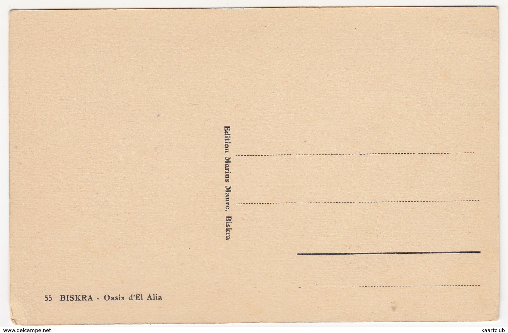Biskra - Oasis D'El Alia - (Edition Marius Maure, Biskra)  - (Algerie) - Plaatsen