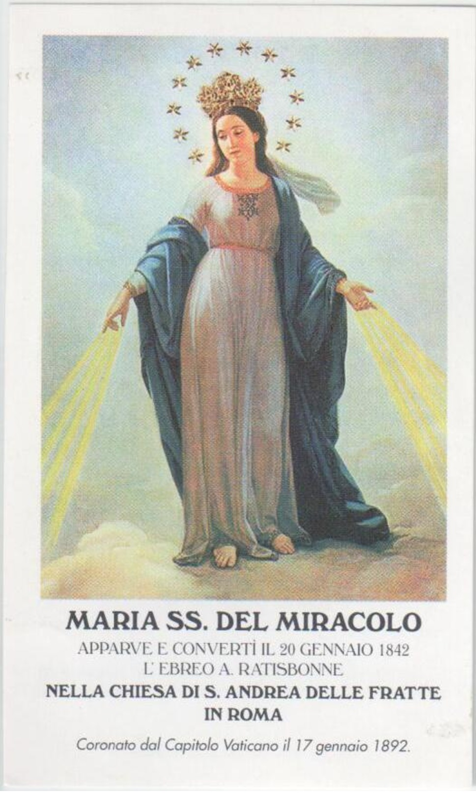 SANTINO  HOLY CARD - *** MARIA SS. Del MIRACOLO *** Chiesa Di S. Andrea Delle Fratte, ROMA. - Santini