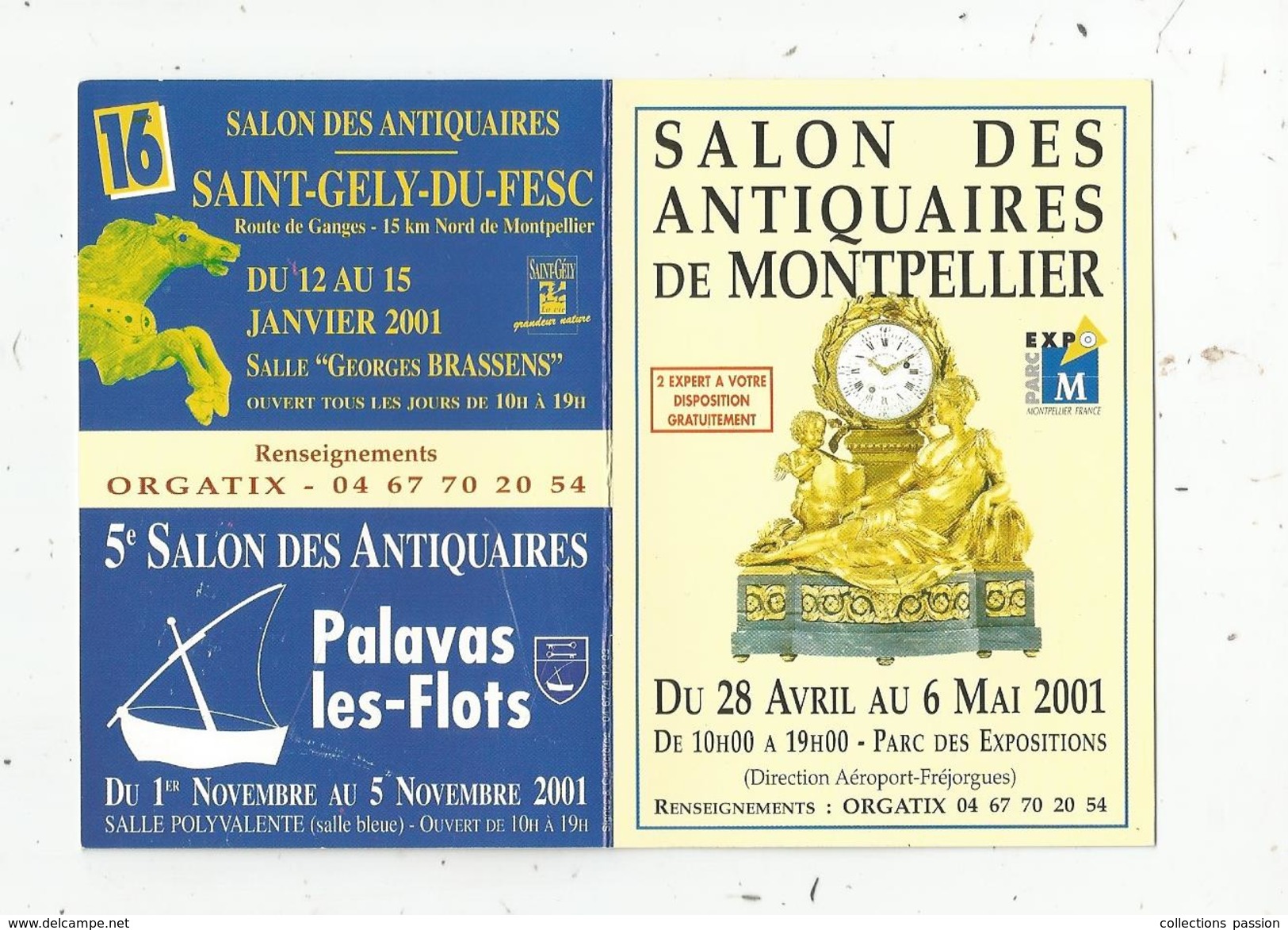 Calendrier , Petit Format ,2001, Salon Des Antiquaires De MONTPELLIER , 2 Scans - Tamaño Pequeño : 2001-...