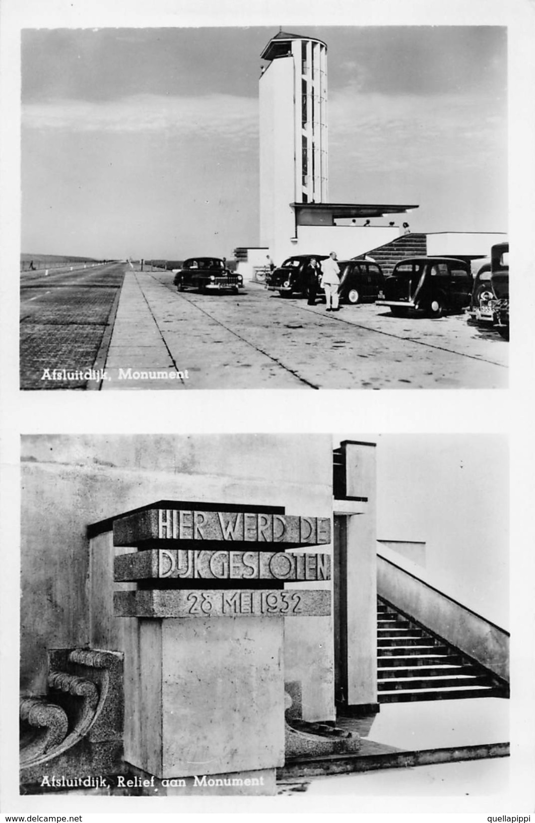 05181 "PAESI BASSI - AFSLUITDIJK MONUMENT HIER WERD DE DIJKGESLOTEN 28/05/1932" ANIMATA, DIGA, AUTO 1950. CART NON SPED - Den Oever (& Afsluitdijk)