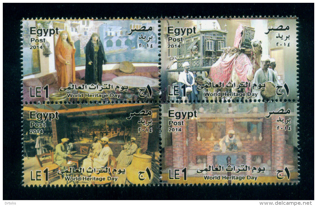 EGYPT / 2014 / WORLD HERITAGE DAY / AGRICULTURAL MUSEUM-EGYPT / COSTUMES / WEDDING CEREMONY / CAMEL / ARAB CAFE - Unused Stamps