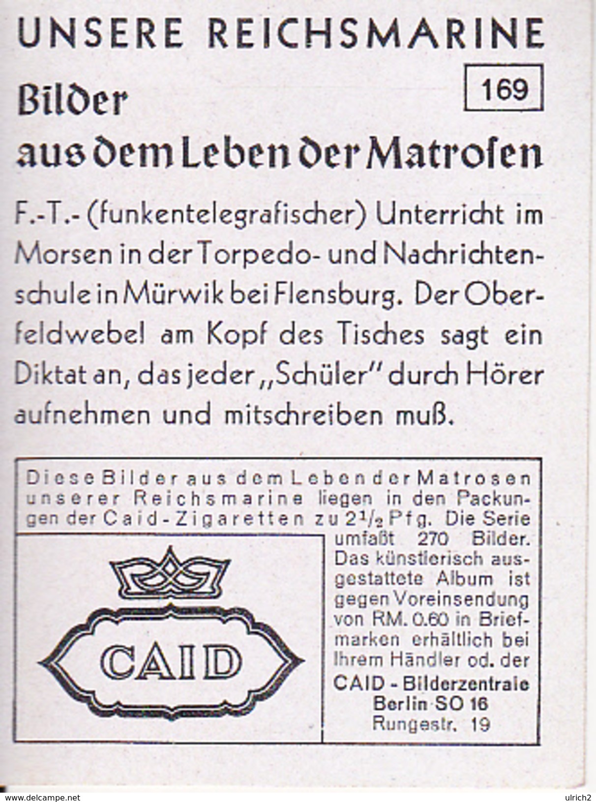 CAID Sammelbild - Unsere Reichsmarine - Funkentelegrafischer Unterricht In Mürwik Bei Flensburg (26545) - Other & Unclassified