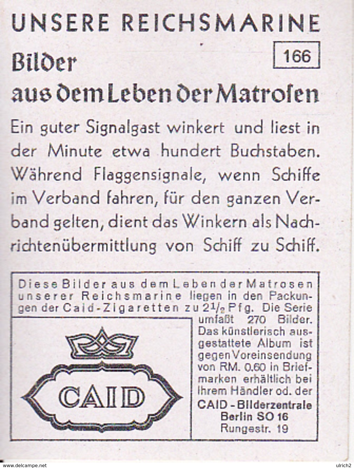 CAID Sammelbild - Unsere Reichsmarine - Signalgast (26546) - Other & Unclassified