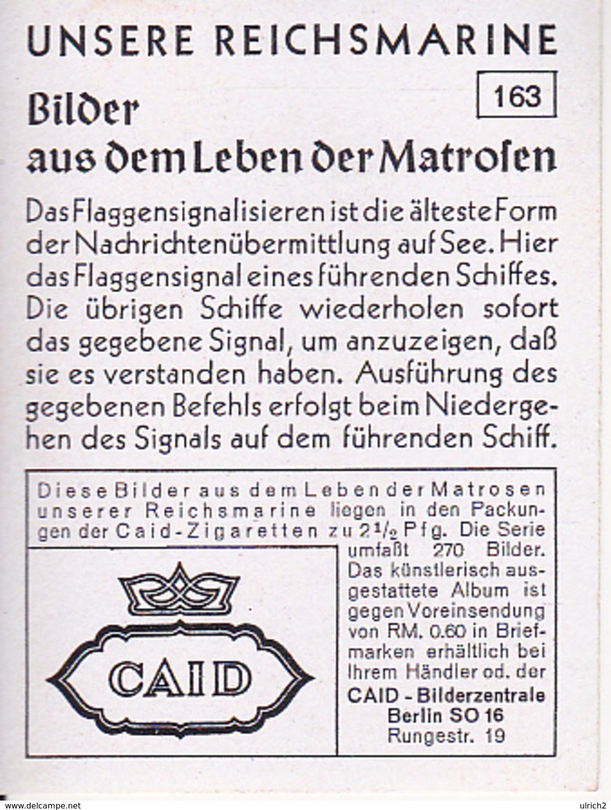 CAID Sammelbild - Unsere Reichsmarine - Flaggensignalisieren (26547) - Other & Unclassified