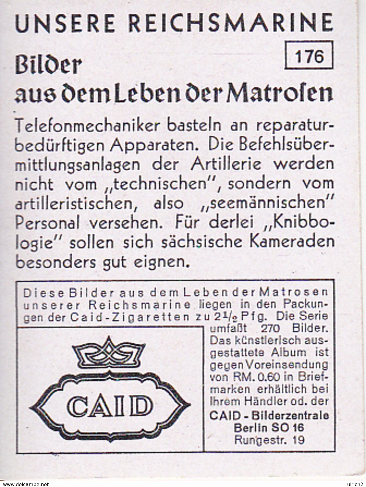 CAID Sammelbild - Unsere Reichsmarine - Reparatur Von Telefonen (26561) - Sonstige & Ohne Zuordnung