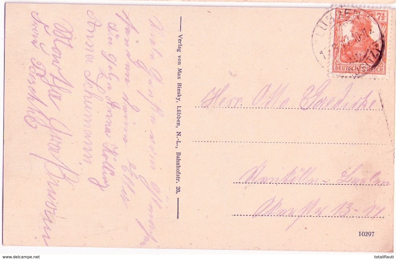 LÜBBEN Lausitz Cafe + Conditorei Uhlmann Color Emailschild Tell Schokolade 13.8.1917 Gelaufen - Lübben