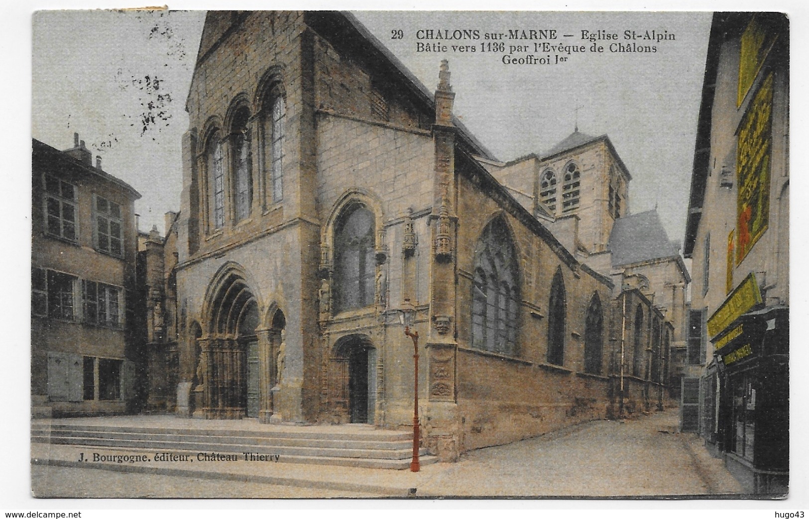 (RECTO / VERSO) CHALONS SUR MARNE EN 1916 - N° 29 - EGLISE ST ALPIN - BEAU CACHET - CPA - Châlons-sur-Marne