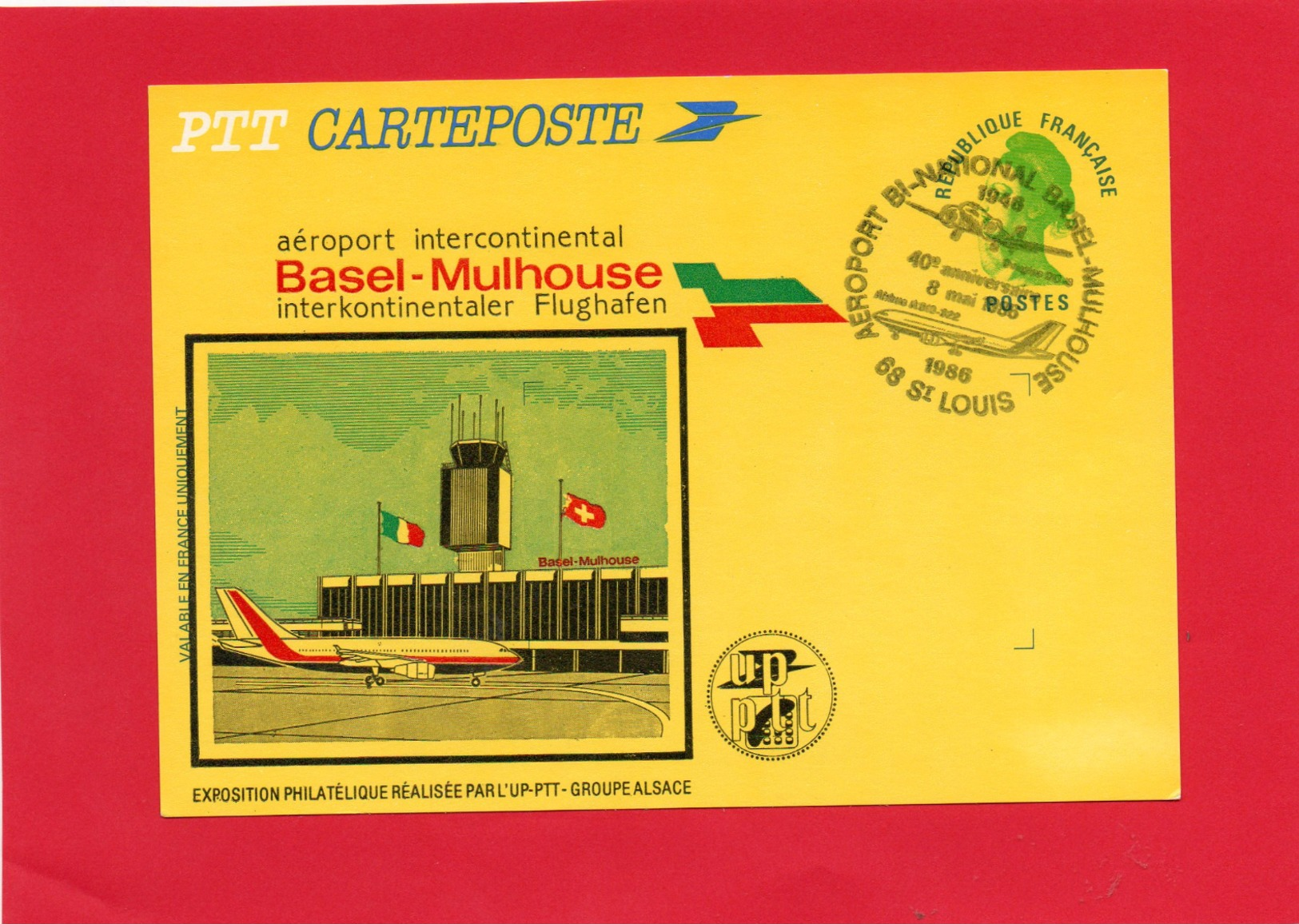 Carte (Aéroport Intercontinental  BASEL - MULHOUSE  40° Anniversaire - Avions