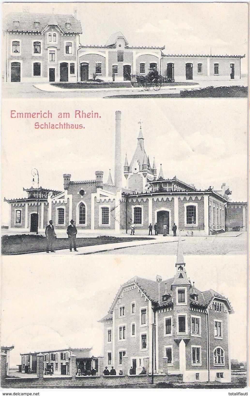 EMMERICH Am Rhein Schlachthaus Belebt Pferde Kutsche 7.7.1909 Gelaufen - Emmerich