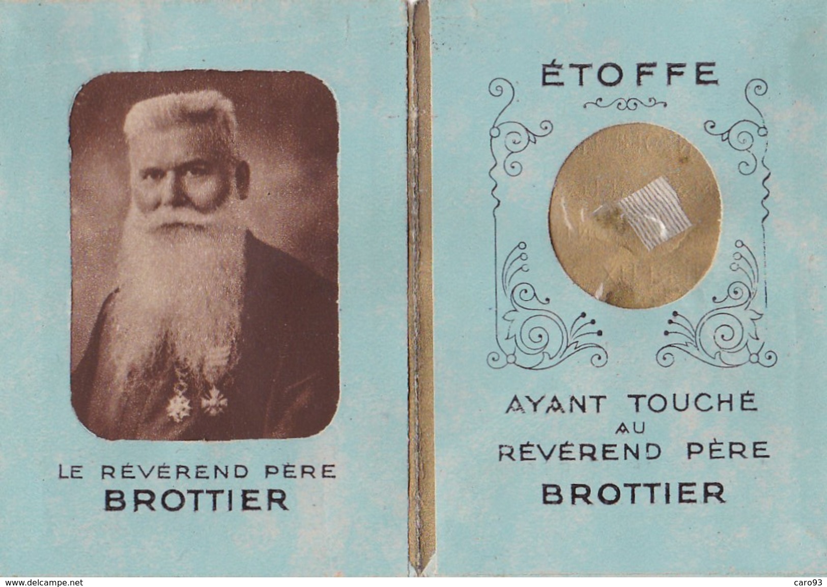 Etoffe Ayant Touché Au Révérend Père Brottier Souvenir Reconnaissant Des Orphelins Apprentis D'Auteuil - Religion & Esotericism