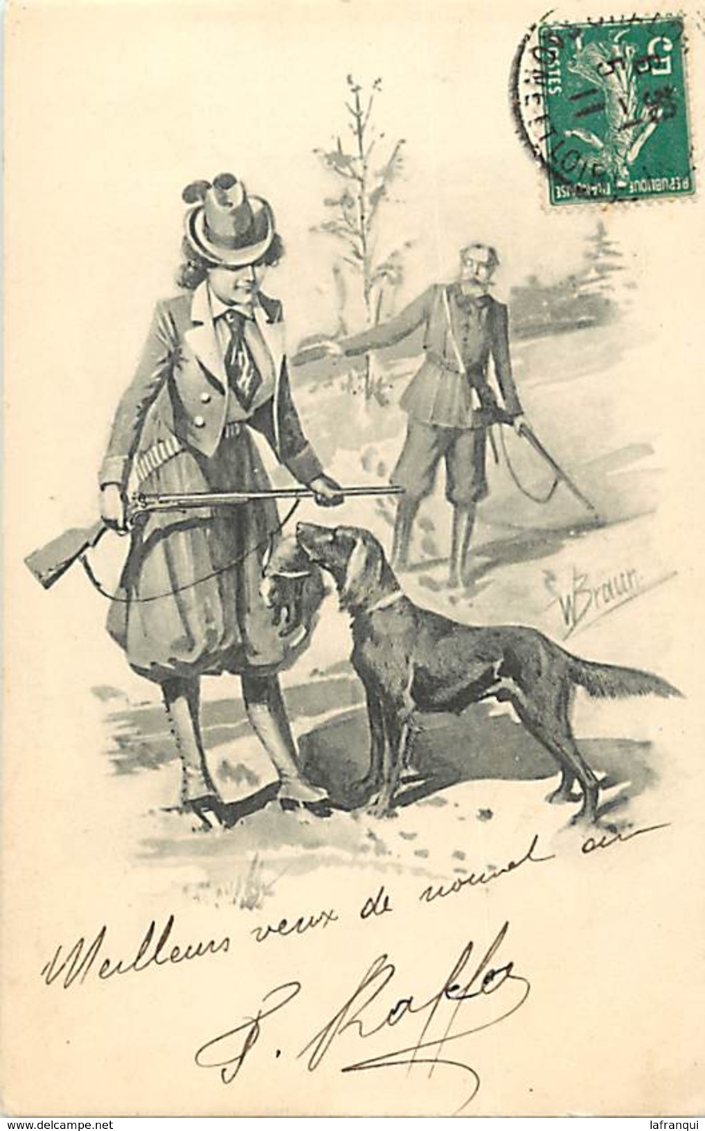 Ref N707 -illustrateur W Braun - Chasse -chasseurs  -carte Bon Etat - - Braun, W.