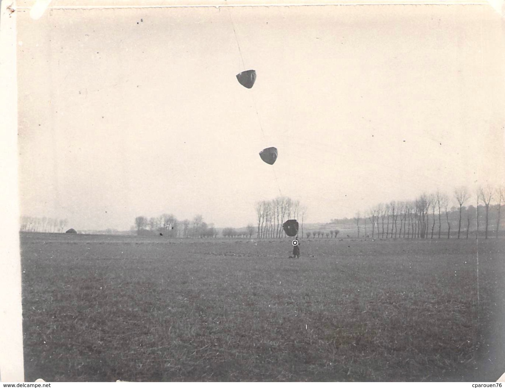 Photo Ancienne Originale Lancement Saucisse Ballon D'observation Aérienne 1914 1918 Ww1 Grande Guerre - Guerre, Militaire