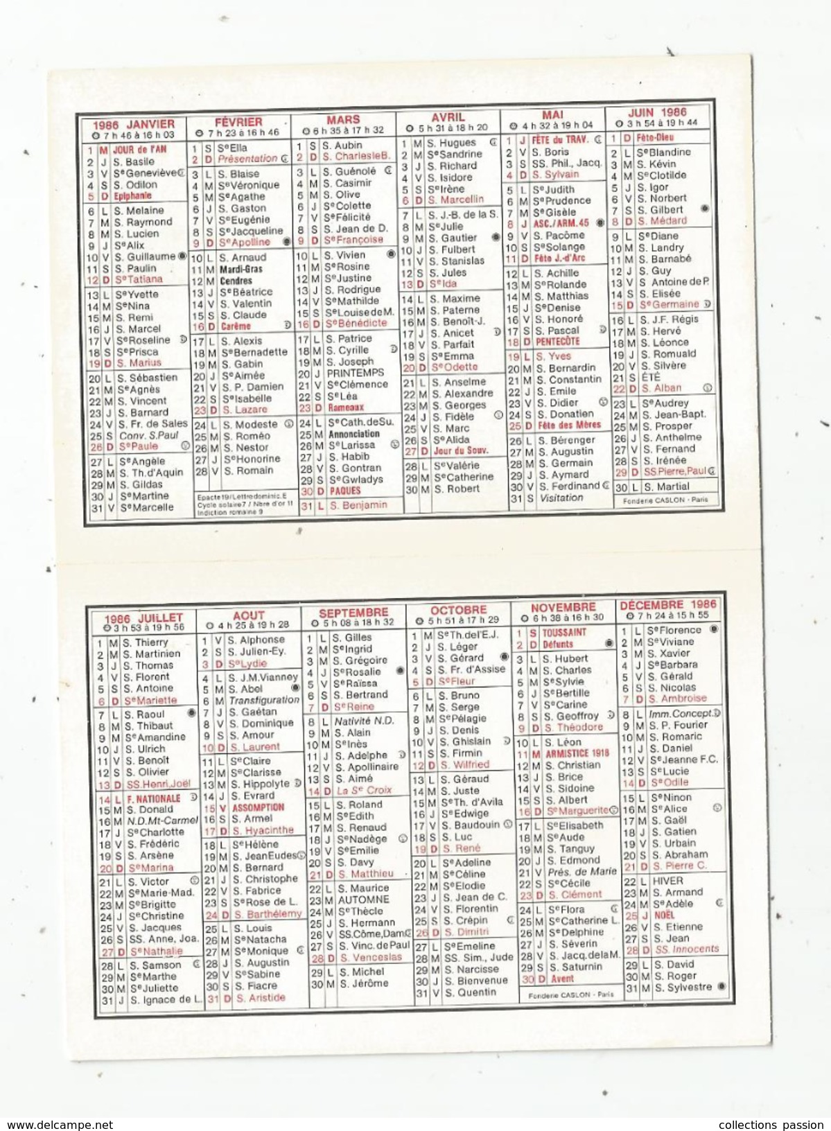 Calendrier , 1986 , L'HEURE ET LE BIJOU , 88 , VAGNEY , Maison Bastien - Lissolo  , Illustrateur ,  3 Scans - Petit Format : 1981-90