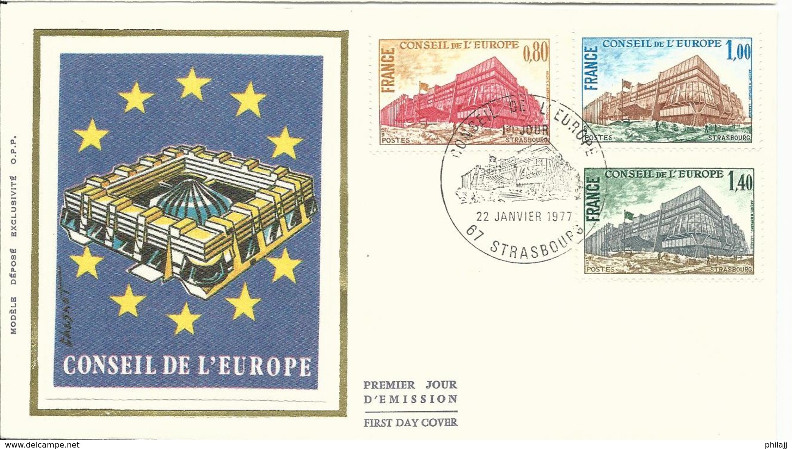 Enveloppe Sur Soie FDC Timbres N° Service 53-55 Conseil De L'Europe - Used