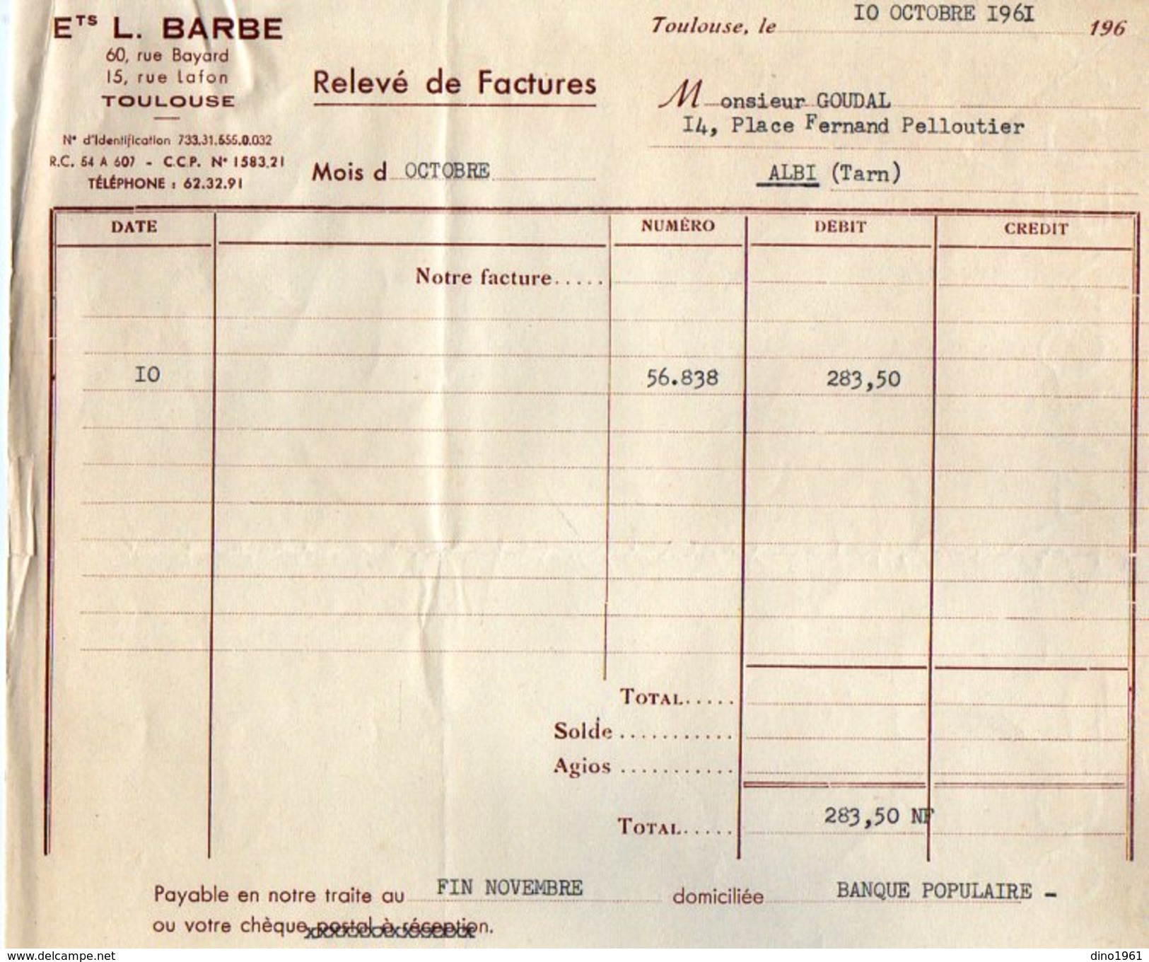 VP7164 - Factures & Lettre De Change - Matériel Electrique - Etablissements Louis BARBE à TOULOUSE - Electricité & Gaz