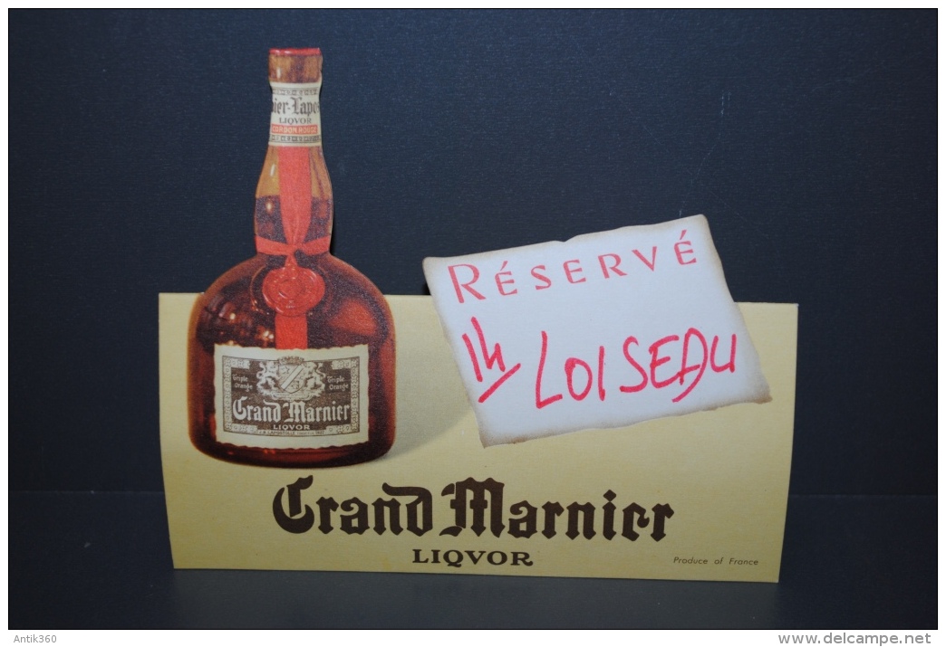 Ancienne Carte De Réservation De Table De Restaurant, No Menu, Liqueur Grand Marnier - Menus