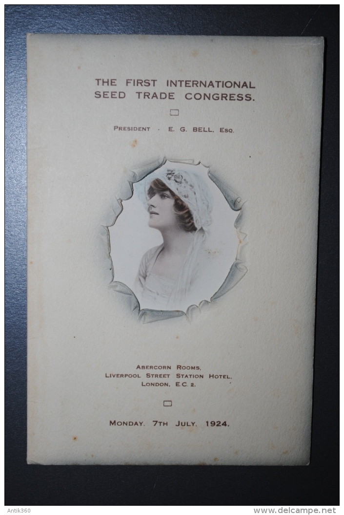 Ancien Menu (1) 1er Congrès International Du Commerce De Semences Londres 7 Juillet 1924 Avec Insert De Photo - Menükarten