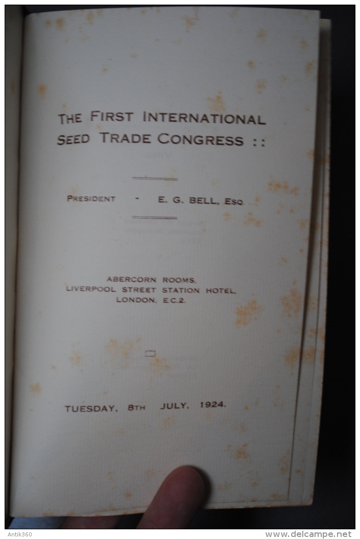Ancien Menu (2) 1er Congrès International Du Commerce De Semences Londres 8 Juillet 1924 Avec Insert De Photo - Menus