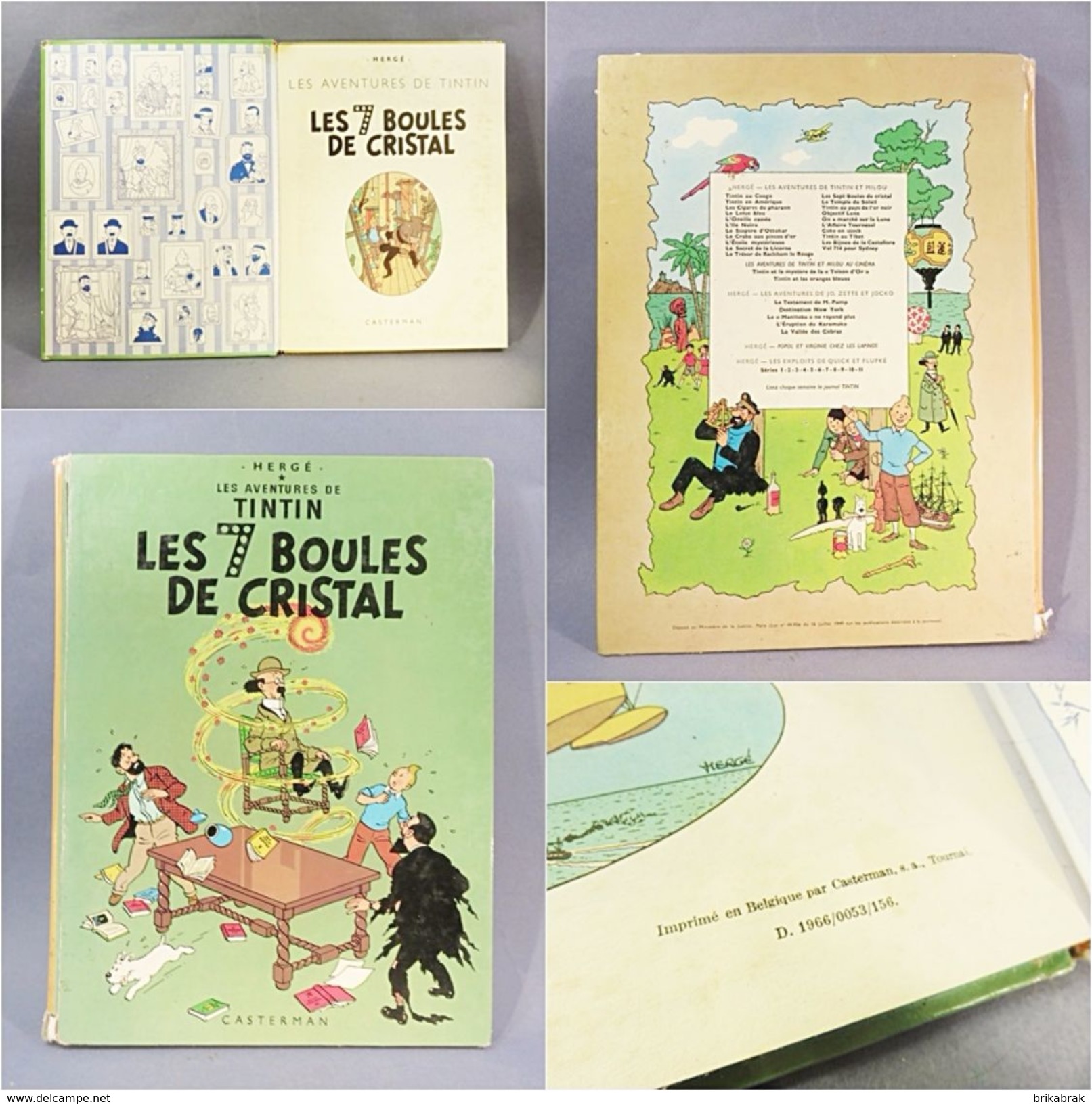 ° ALBUM LES AVENTURES DE TINTIN LES 7 BOULES DE CRISTAL 1966 - Livre BD Casterman Milou - Hergé