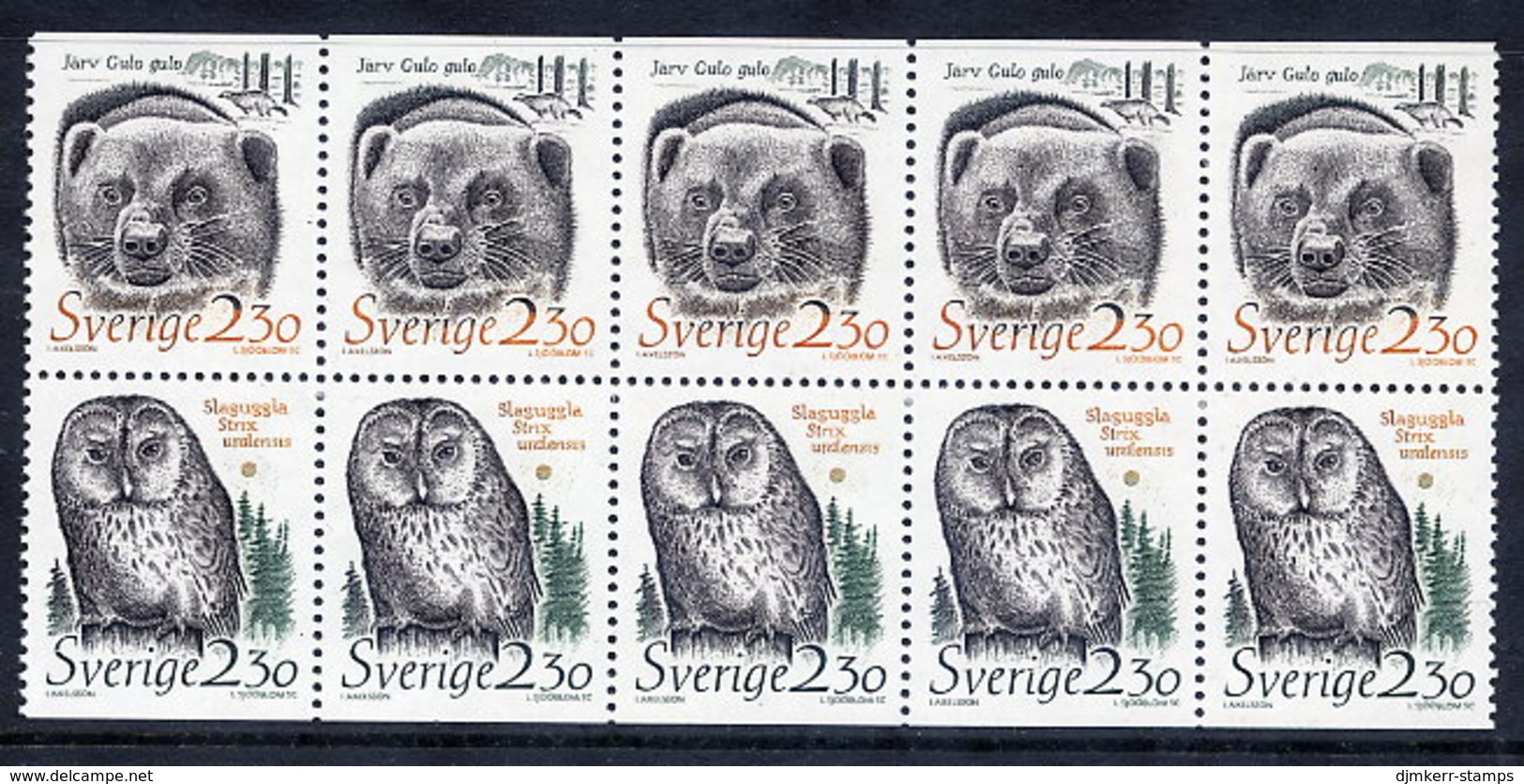SWEDEN 1989 Endangered Species Booklet Pane MNH / **.  Michel 1520-21 - Unused Stamps