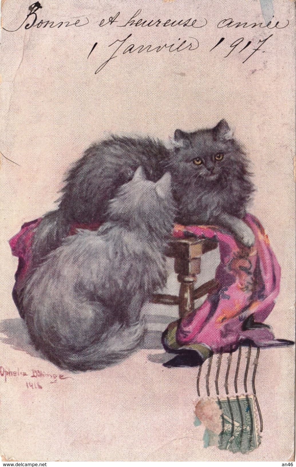 GATTI-CHATSCHINCHILLA'-CATS-ILL.Ophelia Philinge 1916-ORIGINALE 100% - Gatti