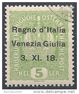 1918 VENEZIA GIULIA USATO 5 H - RR11838 - Vénétie Julienne