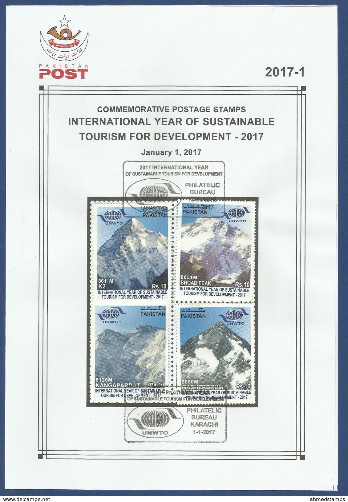 PAKISTAN MNH 2017 LEAFLET INTERNATIONAL YEAR SUSTAINABLE TOURISM  K2 NANGAPARBAT GASHERBRUM BROAD PEAK MOUNTAIN BROCHURE - Pakistan