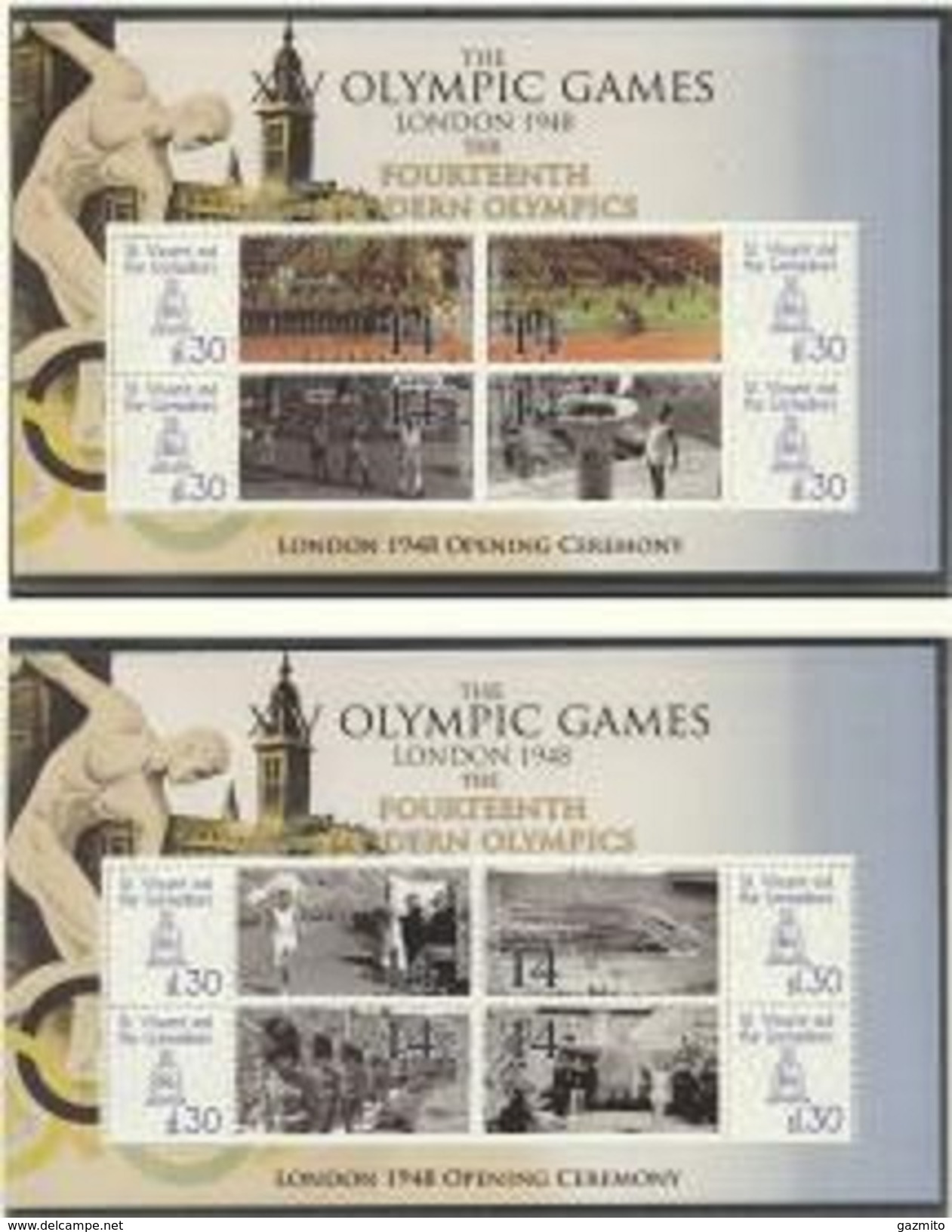 S. Vincent Gren, 2010, Olympic Games In London 1948, Opening Cerimony, Athletic, 8val In 2sheetlet - Estate 1948: Londra