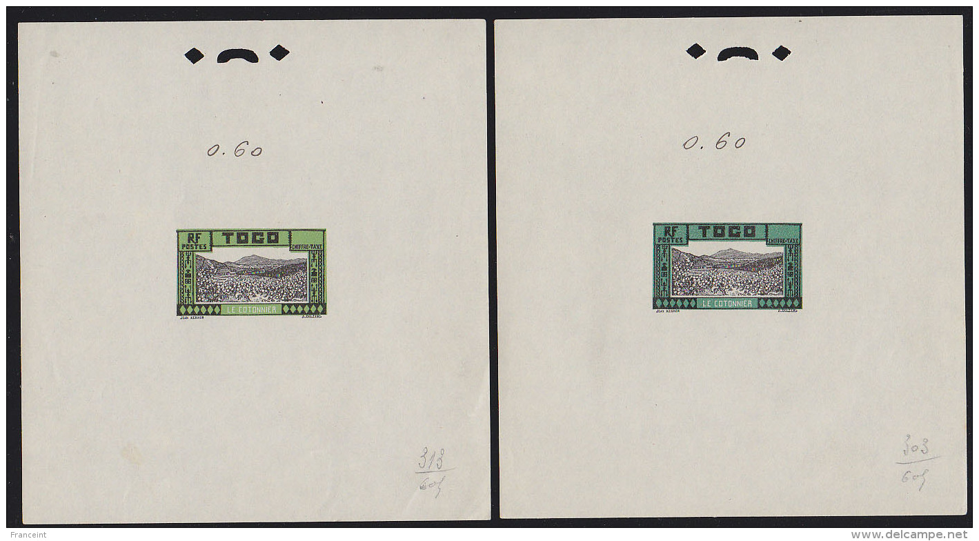 Togo 1925 Cotton Field. Collection Of 9 Trial Color Die Proofs In Different Colors. Scott Type D3. - Andere & Zonder Classificatie