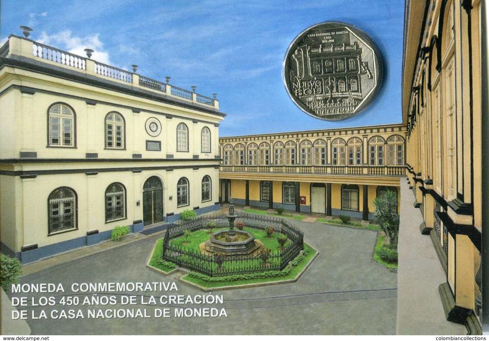 Lote PM2015-4, Peru, 2015, Moneda, Coin, Folder, 1 N Sol, 450 Años De La Creacion De La Casa Nacional De La Moneda - Pérou