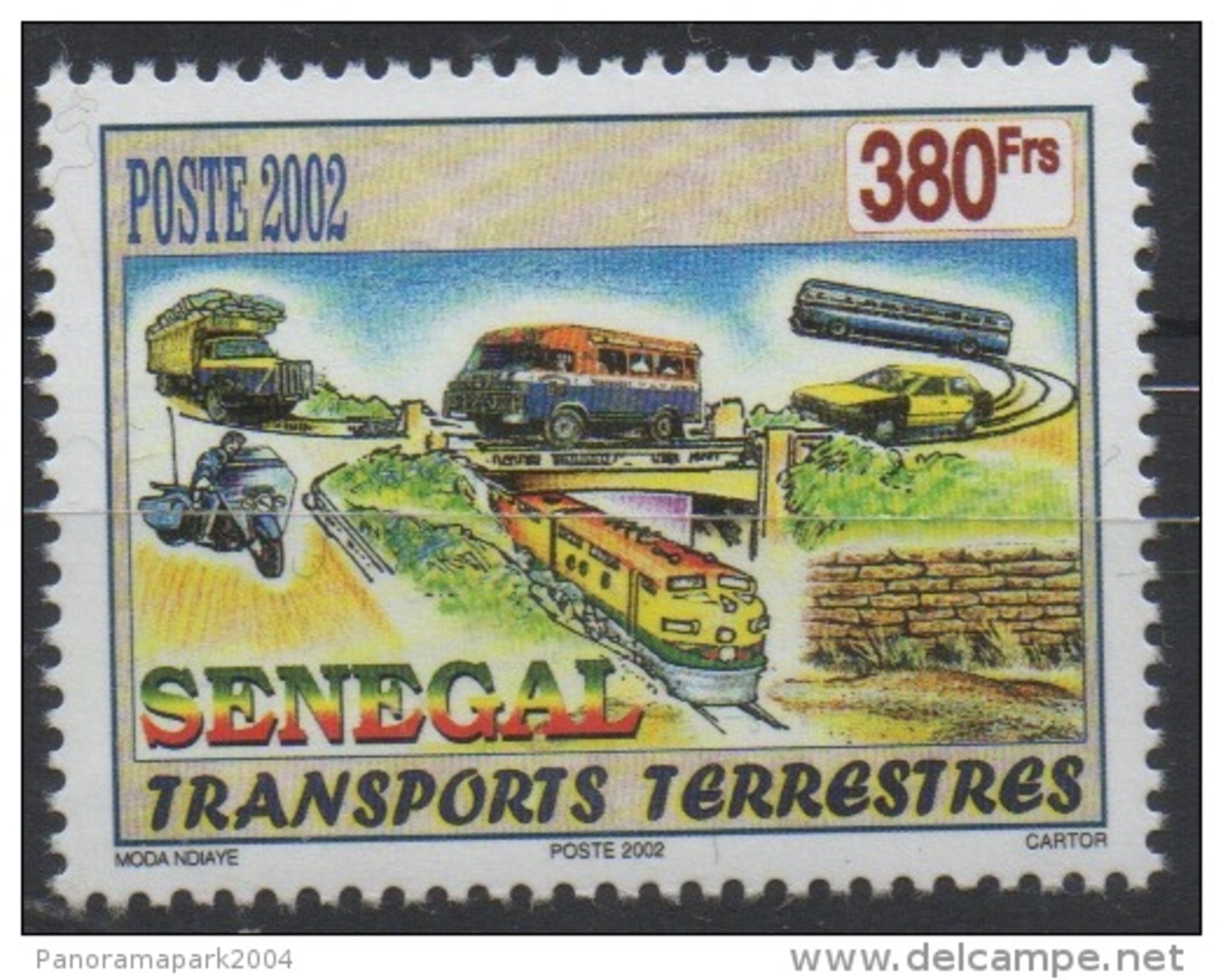 Sénégal 2002/2004 - 380 F Car Bus Voiture Auto Moto Motorrad Motorbike Train Eisenbahn Zug ** MNH RARE Scarce - Automobili