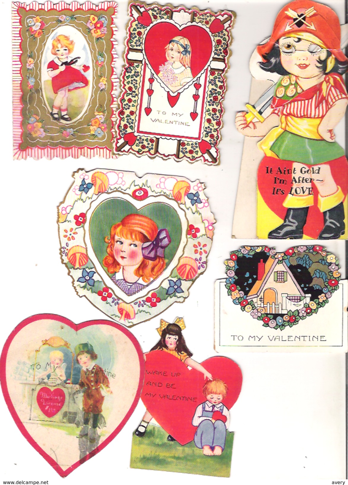 14 Valentine Cards Antique Some Used  Valentine Set # 1 - Other & Unclassified