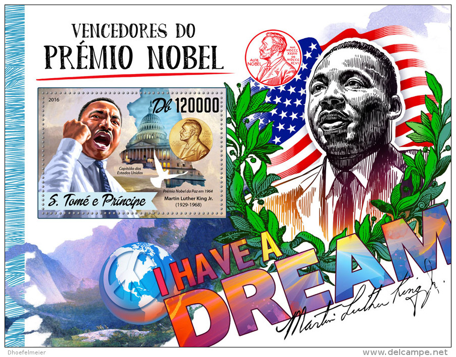 SAO TOME 2016 ** Nobel Prize Winners Martin Luther King Jr. S/S - OFFICIAL ISSUE - A1651 - Martin Luther King