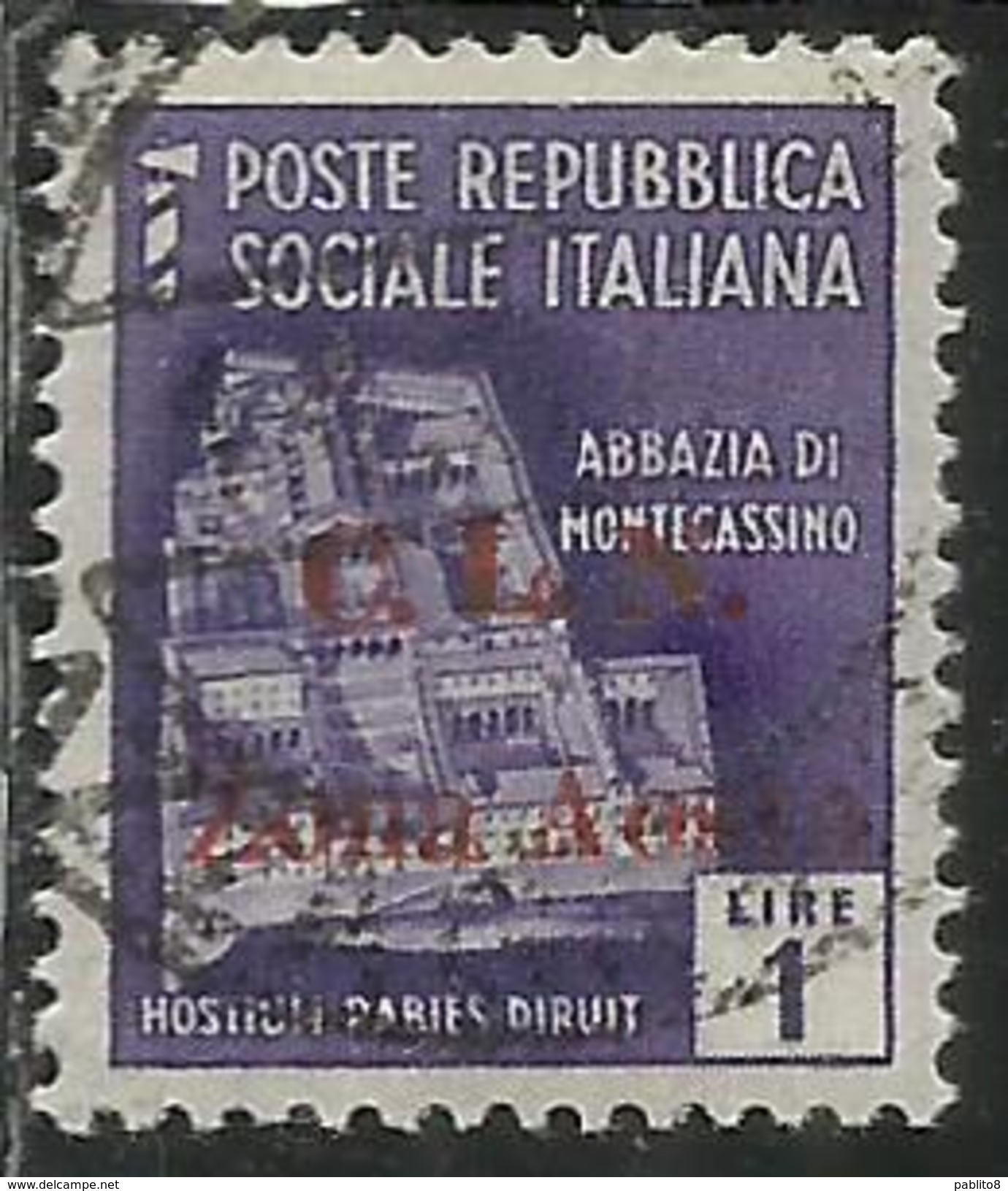 ITALIA REGNO ITALY 1944 1945 CLN COMITATO LIBERAZIONE NAZIONALE AOSTA 1944 REPUBBLICA SOCIALE LIRE 1 L USATO USED - Centraal Comité Van Het Nationaal Verzet (CLN)