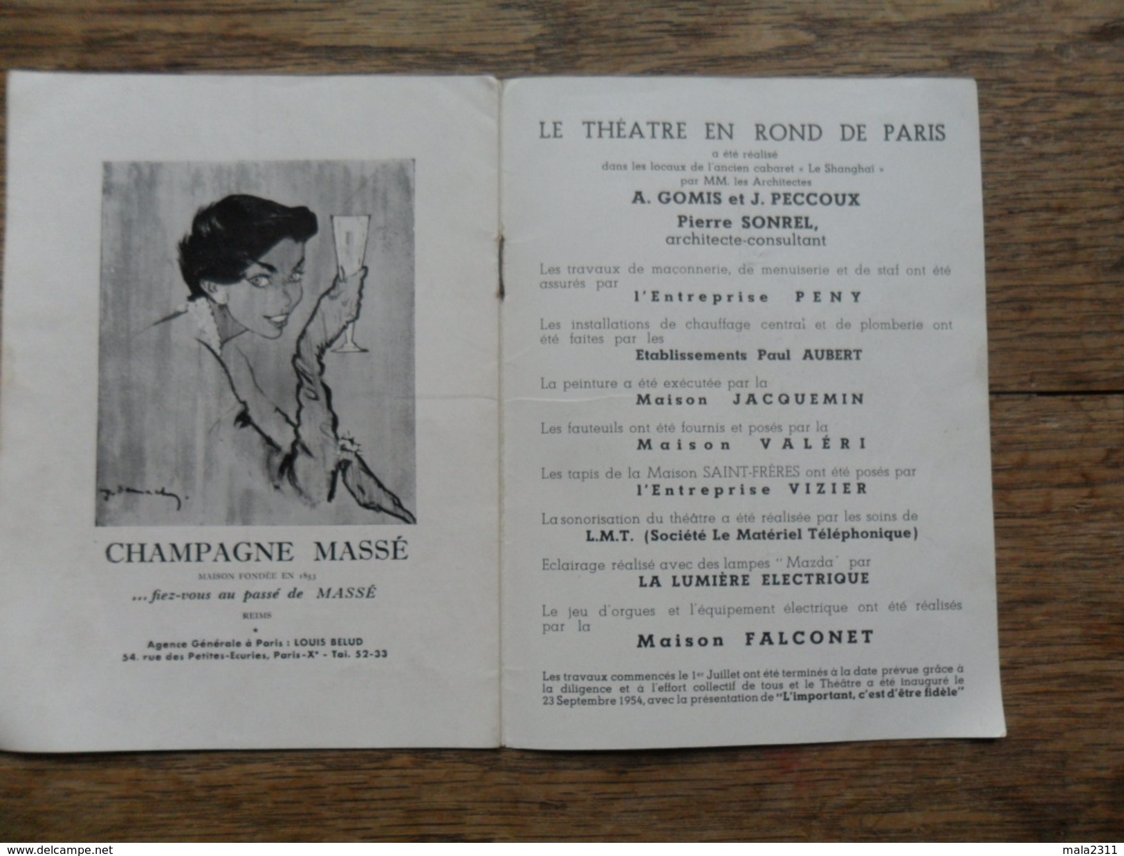 ANCIEN PROGRAMME / THEATRE  EN ROND DE  PARIS / ANNEES  50/60 - Théâtre & Déguisements