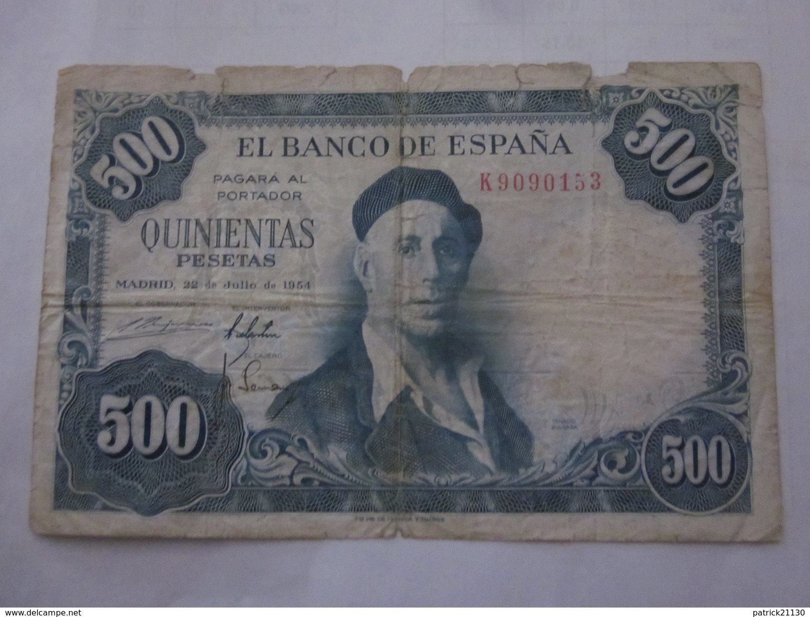 BILLET ESPAGNE 500 PESETAS 22 JUILLET 1954 PETIT ETAT MAIS RARE - 500 Pesetas