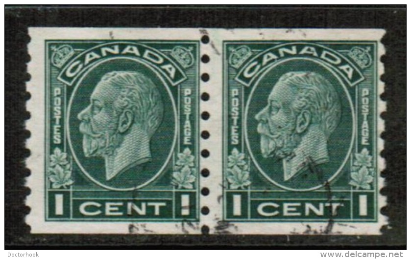 CANADA  Scott # 205 VF USED COIL PAIR - Coil Stamps