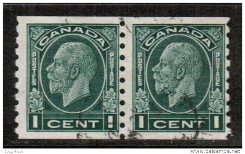 CANADA  Scott # 205 VF USED COIL PAIR - Rollo De Sellos