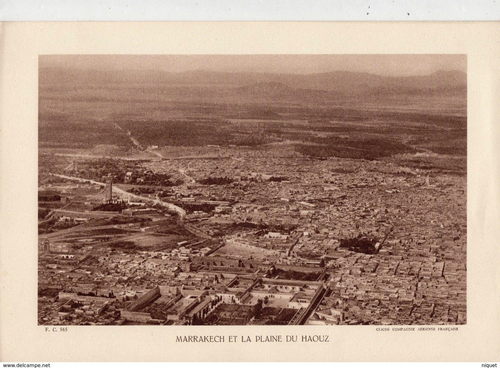 MARRAKECH ET LA PLAINE DU HAOUZ, MAROC, Planche Densité = 200g, Format: 20 X 29 Cm, (Cie Aérienne Française) - Historical Documents