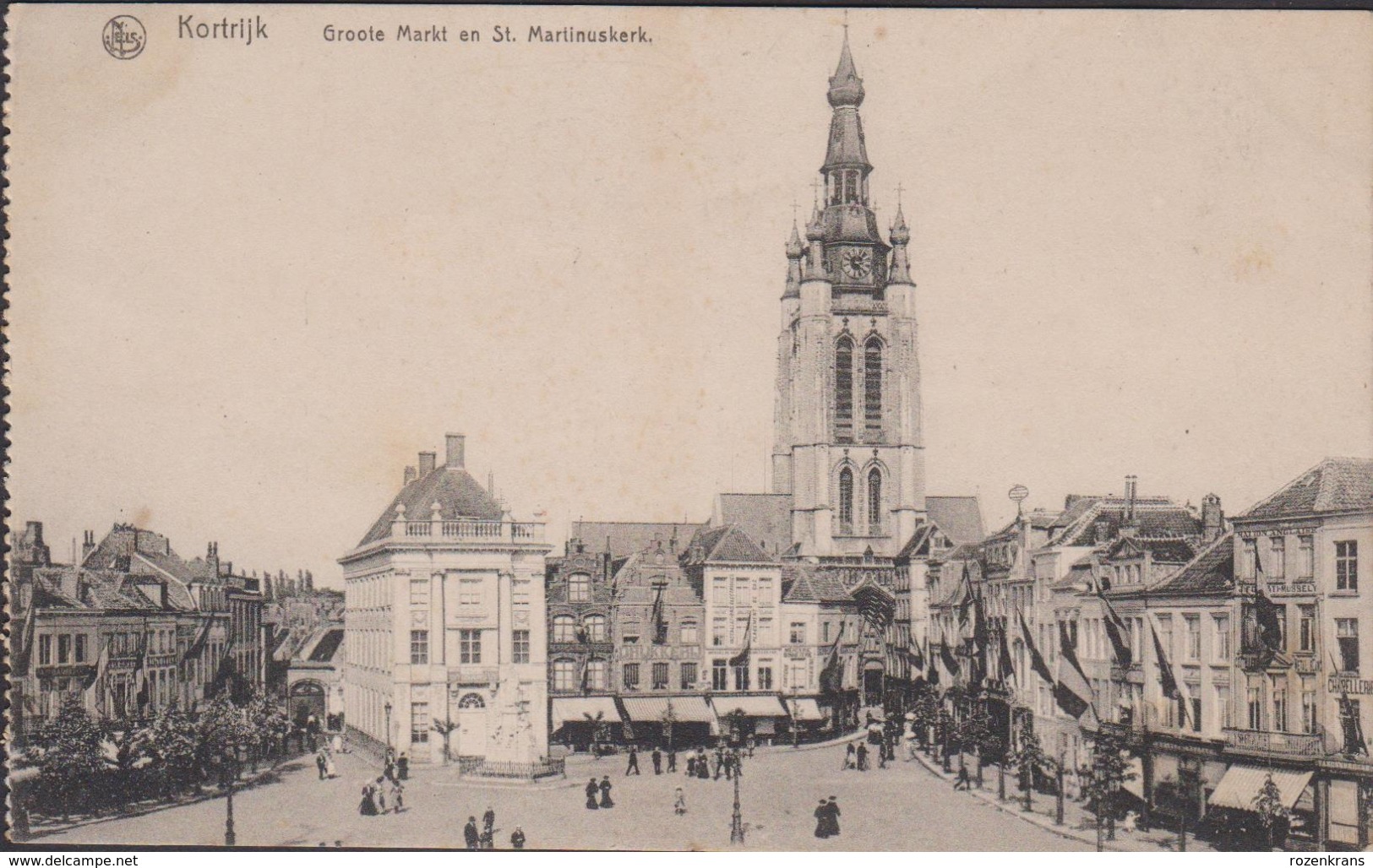 Kortrijk Groote Markt En St. St Martinuskerk Sint Grote Markt Oude Postkaart - Kortrijk