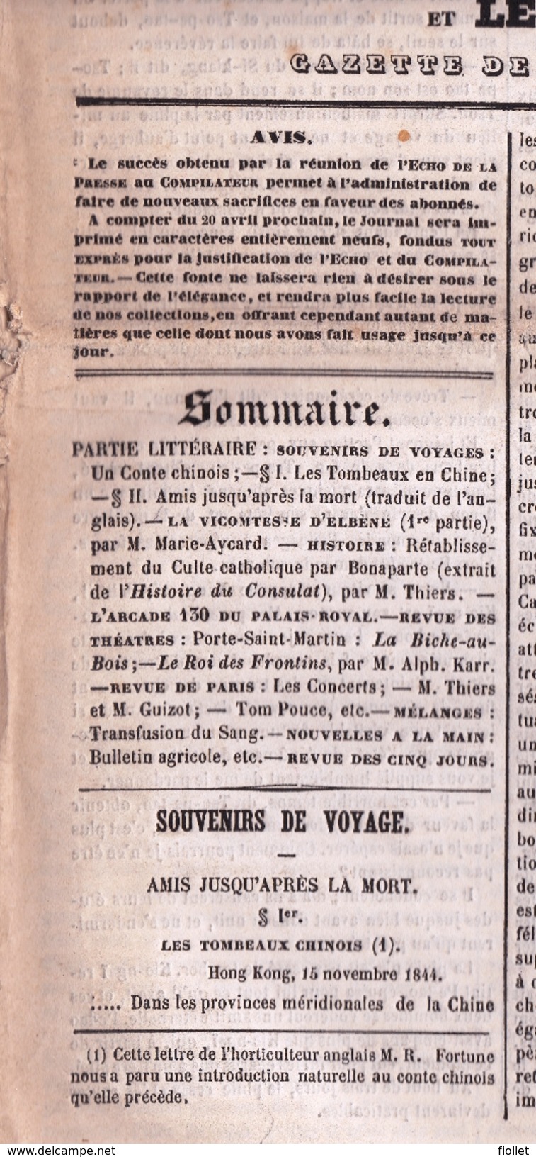 L'echo De La Presse Et Le Compilateur Gazette De La Ville Et De La Campagne - 1800 - 1849