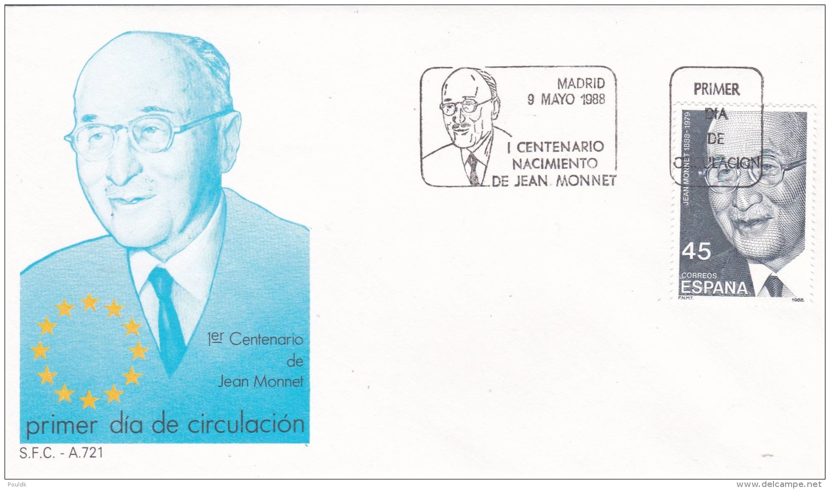 Spain FDC 1988 Jean Monnet (T5-3) - FDC