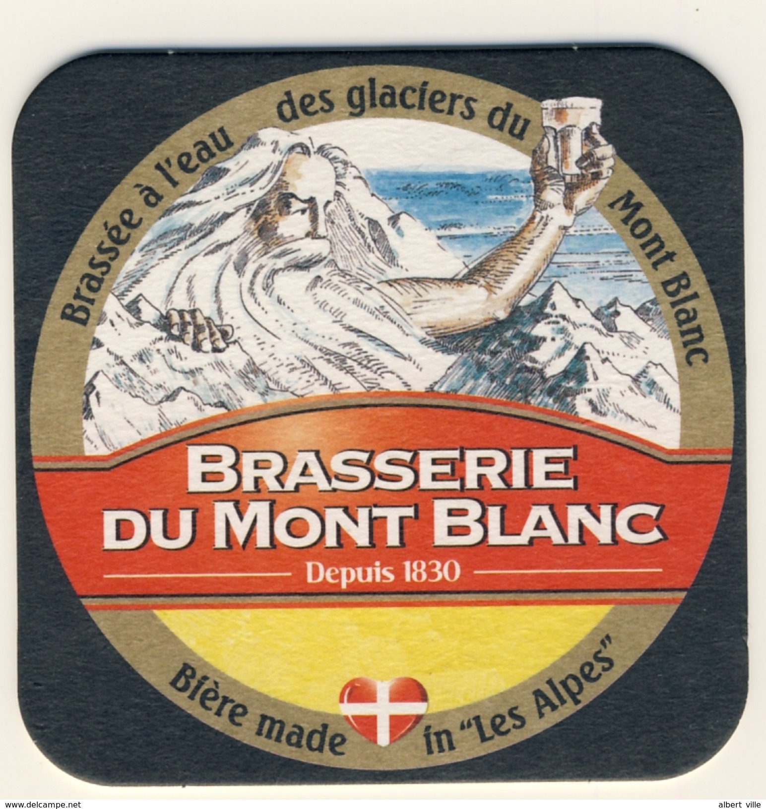 Lot De 2 S.B   Bierdeckel Coaster Bierviltje BRASSERIE DU MONT BLANC SAVOIE Eau Des Glaciers  Championne Du Monde - Sous-bocks