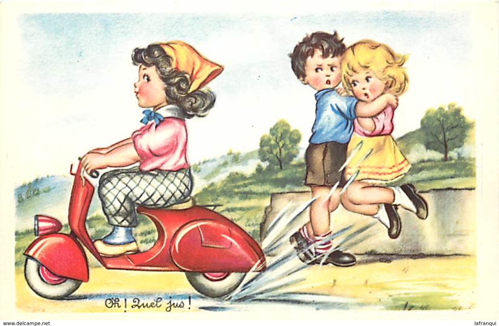 Ref N581- Illustrateur Enfants - Transports - Le Scooter -theme Scooters    -carte Bon Etat  - - Autres & Non Classés