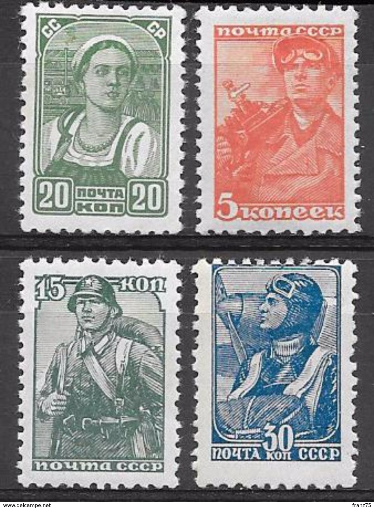 URSS-1937/43-série Courante Métiers-YT N°s 612+734/736 (4val)-NEUFS XX - Andere & Zonder Classificatie