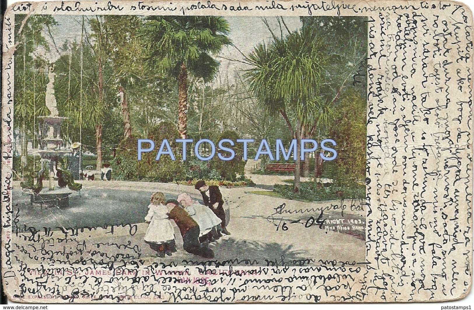 64244 US CALIFORNIA VIEW IN ST. JAMES PARK DAMAGED POSTAL POSTCARD - Otros & Sin Clasificación